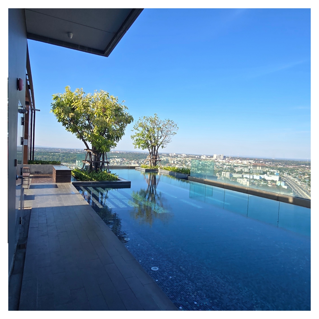 Piscine rooftop avec vue panoramique